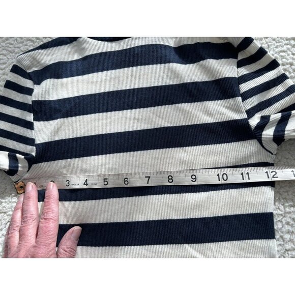 Madewell Crop Turtleneck Sweater Stripe Nautical Classic Navy/Cream Sz XXS - Picture 14 of 15